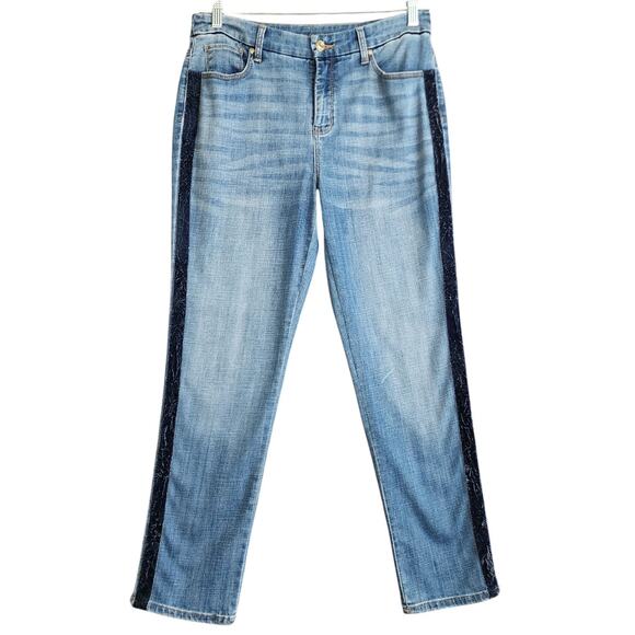 Chicos Womens So Slimming Velvet Side Seam Girlfriend Ankle Jeans Size 8 Denim - Picture 2 of 14
